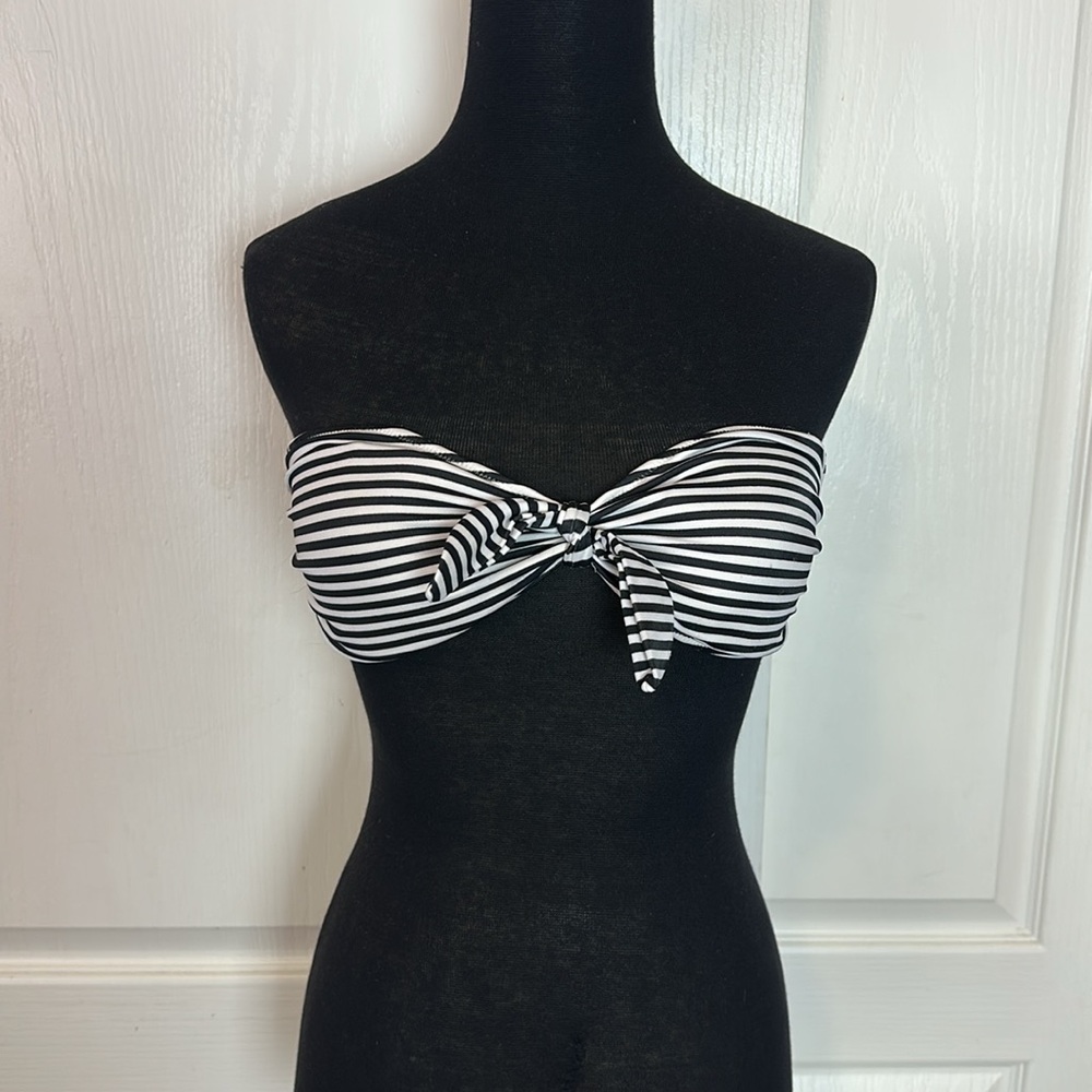 Victoria's Secret Black and White Stripe Bandeau Bikini Top